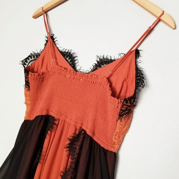 Anthropologie Let Me Be Printed Boho Midi Dress M Lace Overlay Whimsy Goth $180 - Picture 10 of 16